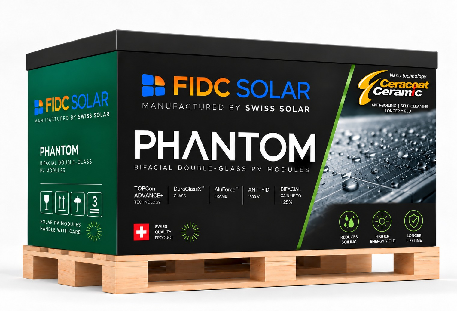 Planned FIDC Solar PHANTOM module packaging supplied for the Swiss Solar project